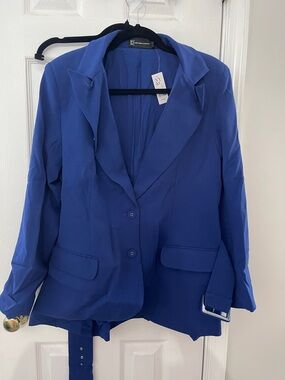 New York & Company Cobalt Blue Tailored Blazer with Belt